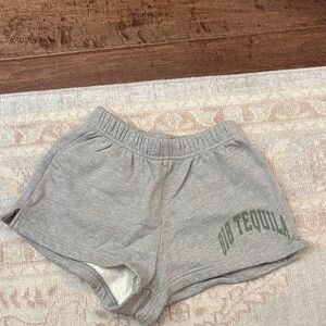 Gray Athletic Shorts with Green Logo
